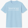 Light blue t-shirt with 'STADE DE MON Est. 2025' text on a white background